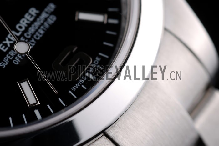 Rolex Swiss Explorer Stainless Steel Bezel Black Dial 42002
