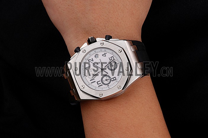 Swiss Audemars Piguet Royal Oak Offshore White Dial Stainless Steel Case Black Rubber Strap 622853