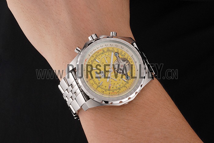 Breitling Bentley Mulliner Tourbillon Yellow Dial Stainless Steel Case And Bracelet 622734
