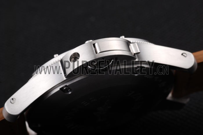 Panerai Luminor Brushed Stainless Steel Case Brown Dial Brown Leather Strap