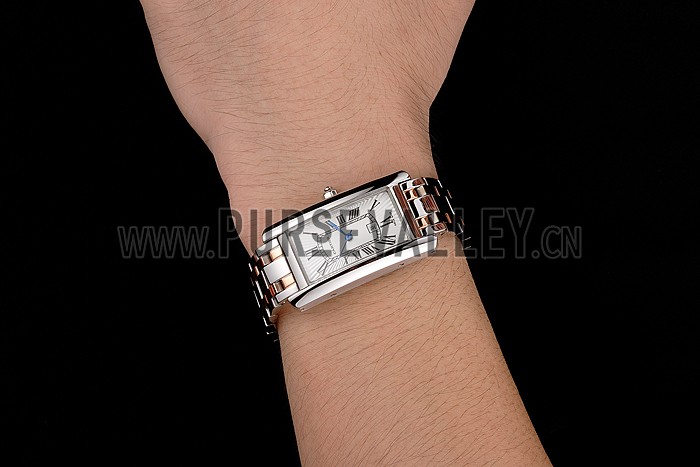 Cartier Tank Americaine 21mm White Dial Stainless Steel Case Two Tone Bracelet