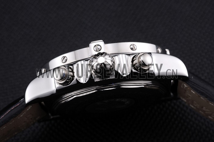 Breitling Chronomat 13 Stainless Steel Case Black Dial Black Leather Bracelet 622237