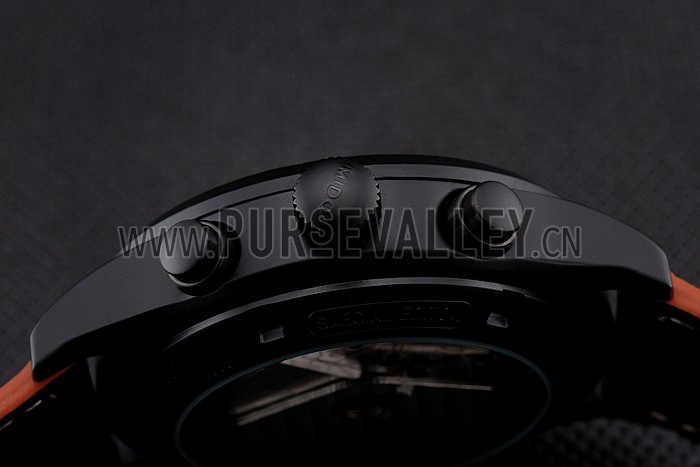 Mido Multifort Cronograph All Black & Orange Dial Black Leather Strap 622181