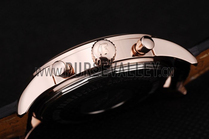 Breitling Transocean White Dial Black Leather Strap Rose Gold Bezel 98206