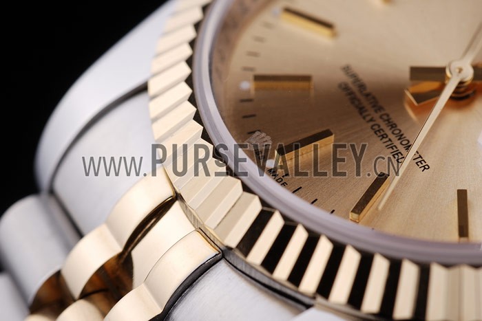 Rolex Datejust Gold Dial Ribbed Bezel 7450