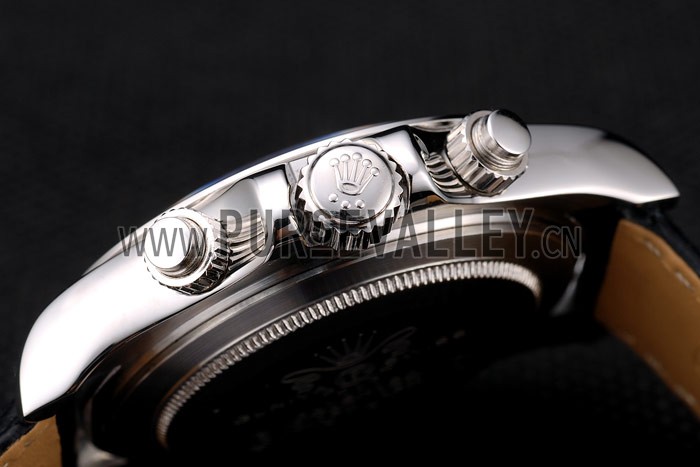 Rolex Daytona Stainless Steel Case Blue Dial Black Leather Strap