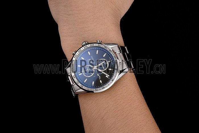 Tag Heuer Carrera Tachymeter Bezel Black Dial Stainless Steel Strap