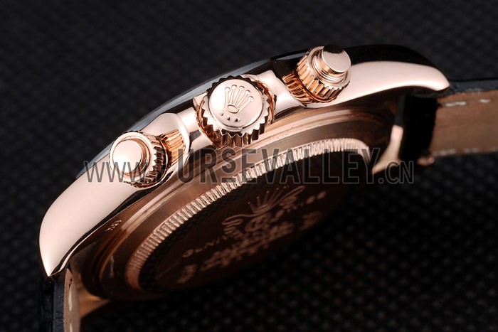 Rolex Daytona Black Ceramic Bezel Brown Dial Black Leather Strap 41975