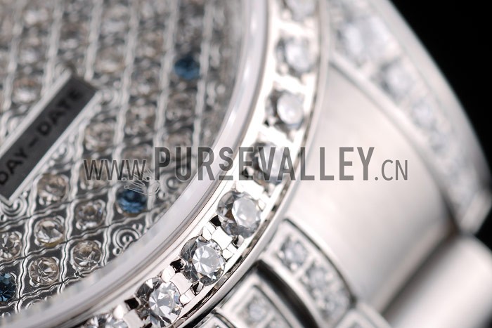 Rolex DayDate Diamond Plated Stainless Steel Bracelet Diamond Plated Dial 41985