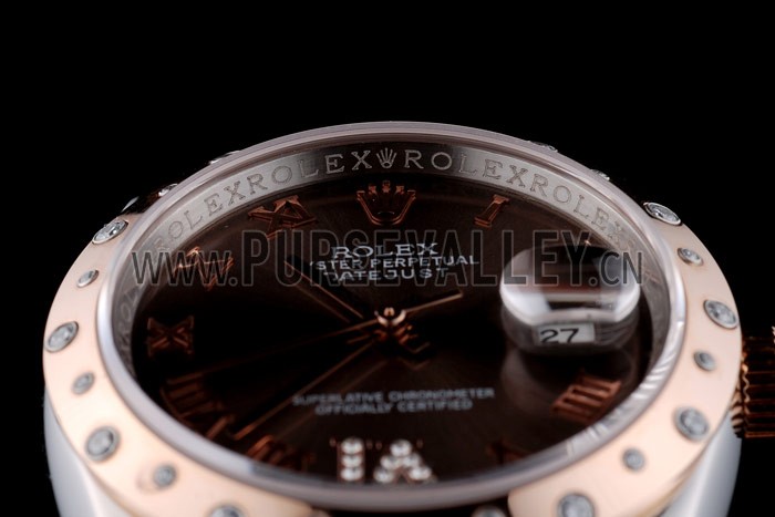 Rolex DateJust Brushed Stainless Steel Case Brown Dial Diamond Plated 41994
