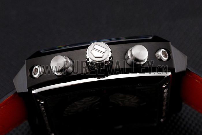 Tag Heuer Monaco Calibre 36 Blue And Orange Stripes Dial Black Leather Strap 622302