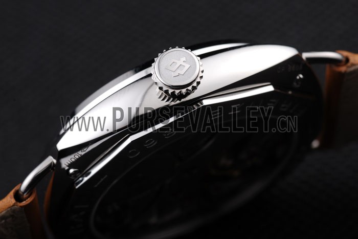 Panerai Radiomir Polished Stainless Steel Case Black Dial Brown Leather Strap 98160