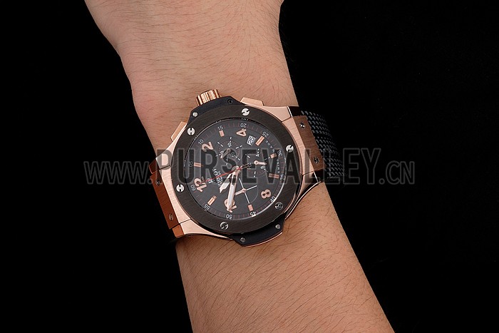 Hublot Big Bang King Black Strap Gold Dial Watch