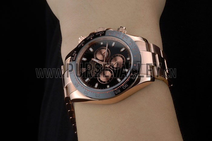 Rolex Daytona Black Ion Plated Tachymeter Rose Gold Strap Black Dial 80245