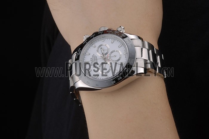 Rolex Daytona Black Ceramic Tachymeter Stainless Steep Strap White Dial 80249