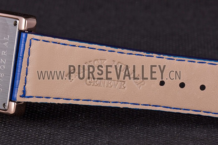 Franck Muller Infinity Diamond Encrusted Rose Gold Bezel Blue Croco Bracelet 80277