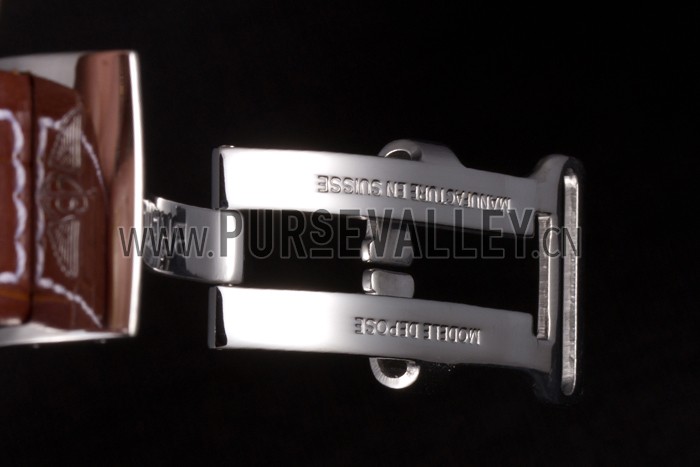 Breitling Transocean White Dial Light Brown Leather Strap Rose Gold Bezel