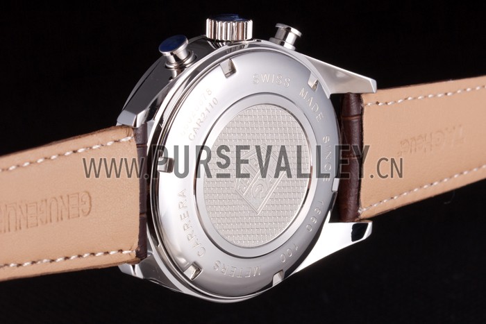 Tag Heuer SLR Brushed Stainless Steel Case Silver Dial Brown Leather Strap