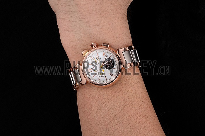 Louis Vuitton Tambour Stainless Steel and Rose Gold Bracelet White Dial 801417