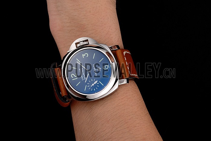 Panerai Luminor Marina Stainless Steel Bezel Brown Leather Bracelet 622313
