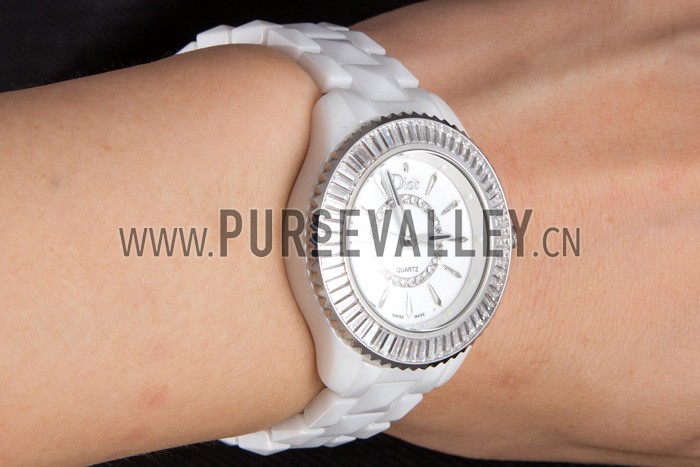 Dior VIII Baguette Cut White Diamonds with Diamond Encrusted Dial cd06 621359