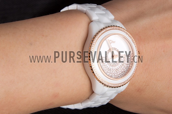 Dior VIII Grand Bal Rose Gold Bezel White Bracelet cd07 621360