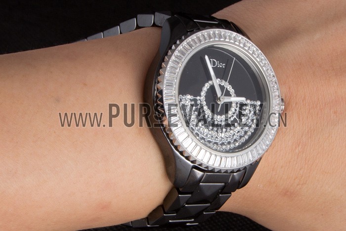 Dior VIII Baguette Cut White Diamonds with Diamond Encrusted Dial cd13 621366