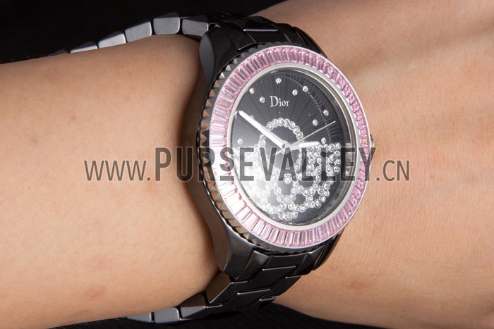 Dior VIII Baguette Cut Pink Diamonds with Diamond Encrusted Dial cd14 621367