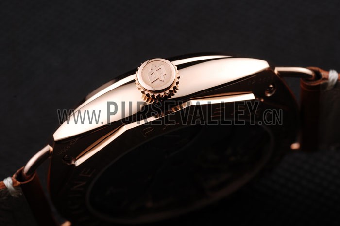 Panerai Radiomir Rose Gold Case Black Dial Brown Leather Strap 98137