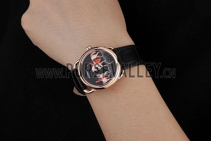 Hermes Classic Croco Leather Strap Black Dial 801398