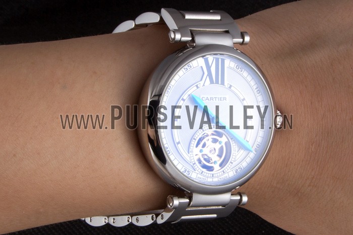 Cartier Ballon Bleu Flying Tourbillon Silver Stainelss Steel Strap 621452