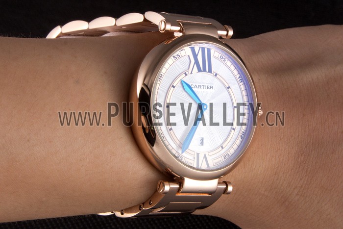 Cartier Ballon Bleu Rose Gold Stainelss Steel Strap White Dial 621453
