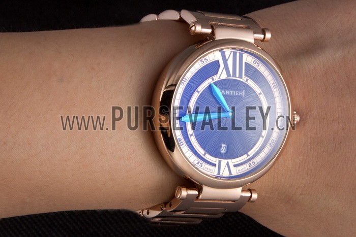 Cartier Ballon Bleu Rose Gold Stainelss Steel Strap Black Dial 621454