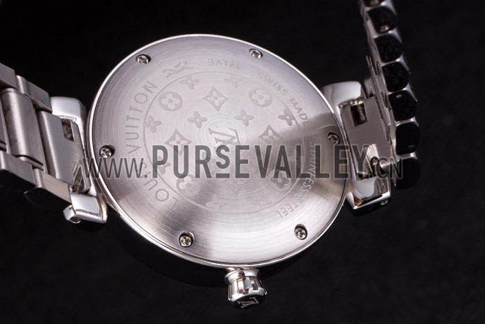 Louis Vuitton Tambour Stainless Steel Bracelet White Dial 801415