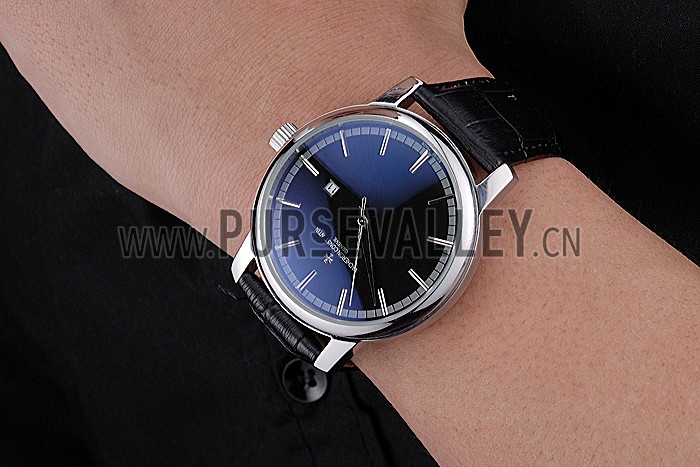 Vacheron Constantin Patrimony Contemporary Silver Case Black Dial Black Leather Strap 622306