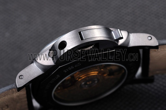 Panerai Luminor Black Ionized Stainless Steel Case Black Dial Black Leather Strap 98162