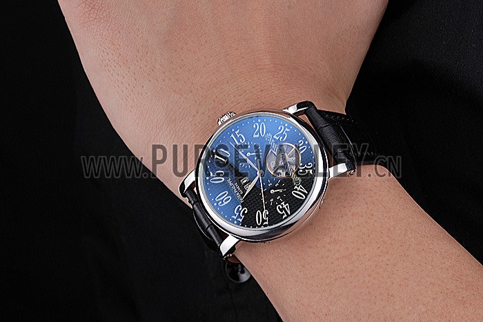 Patek Philippe Grand Complications Stainless Steel Case Black Dial Roman Numerals Black Leather Bracelet 622256