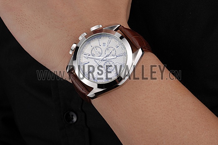 Omega Seamaster Aqua Terra Chronograph Ivory Dial Brown Leather Bracelet 622529