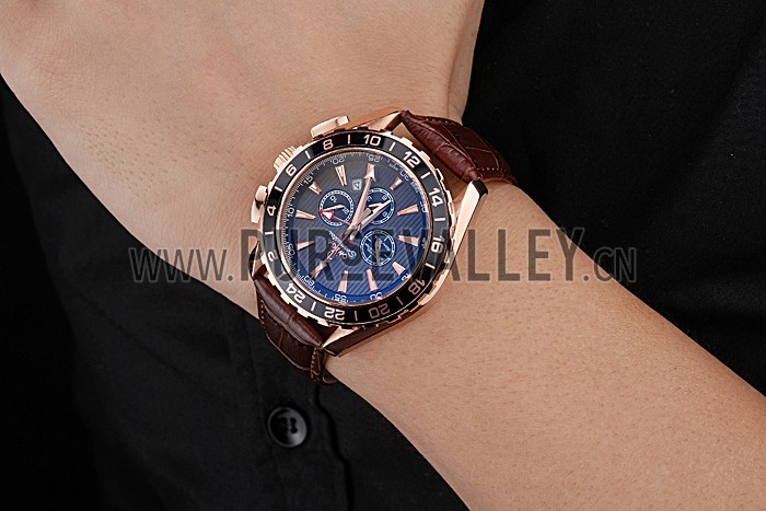 Omega Seamaster Aqua Terra Chrono GMT Teak-Grey Dial Brown Leather Bracelet 622536