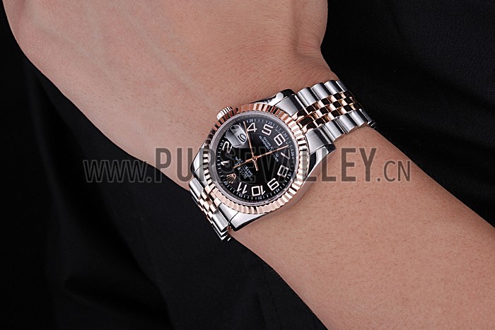 Rolex DateJust Black Dial Stainless Steel and Gold Bracelet 622545