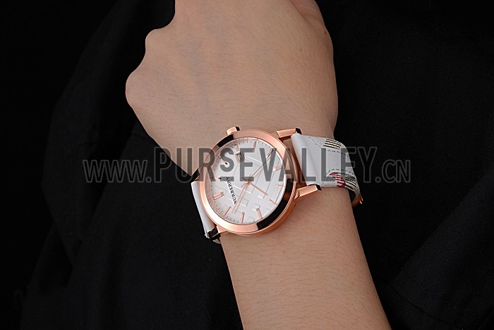 Burberry The City Classic Silver Dial White Bracelet 622563