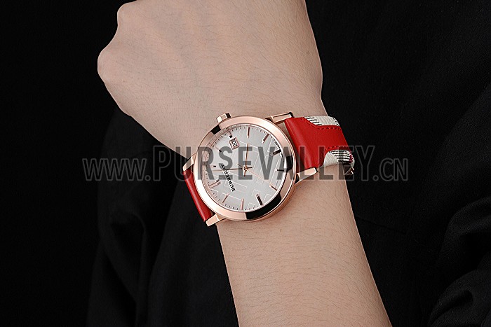 Burberry The City Classic Silver Dial Red Bracelet 622567