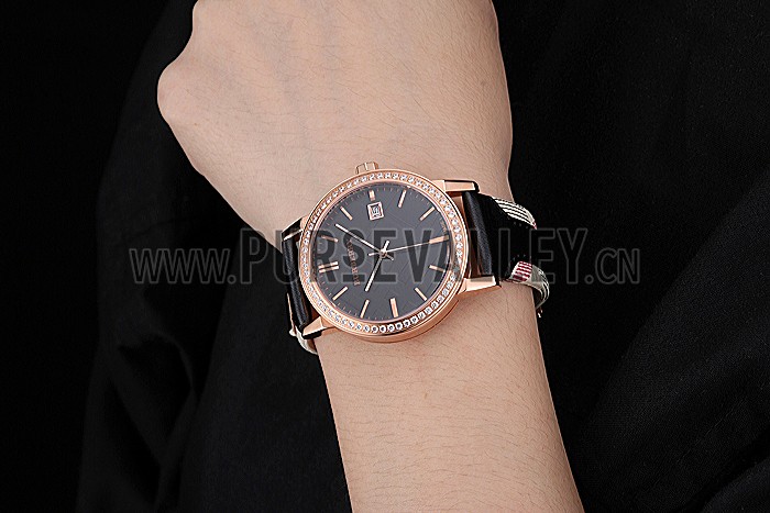 Burberry The City Classic Diamonds Case Black Dial Black Bracelet 622569