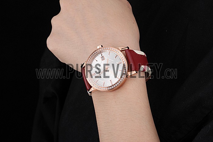 Burberry The City Classic Diamonds Case Silver Dial Red Bracelet 622570