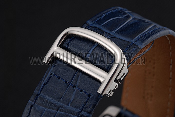Cartier Tank MC White Dial Stainless Steel Case Blue Leather Strap 622575