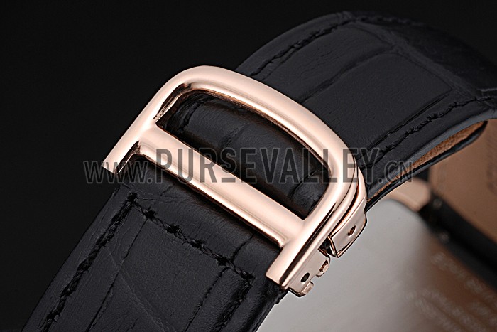 Cartier Tank MC Brown Dial Gold Case Black Leather Strap 622581