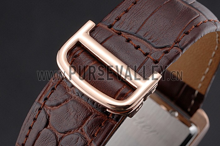 Cartier Tank MC Brown Dial Gold Case Brown Leather Strap 622583