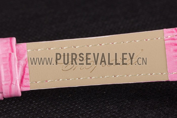 Chopard Luxury Silver Bezel with White Dial and Pink Leather Strap 621543