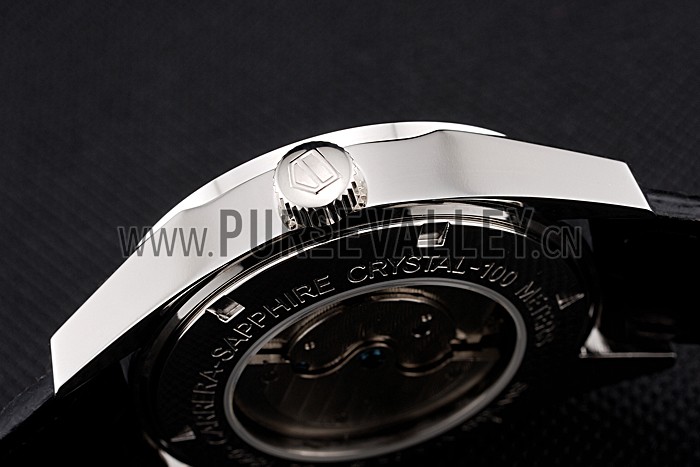 Tag Heuer Carerra Calibre 6 Black Dial Stainless Steel Bezel Black Leather Band 622162