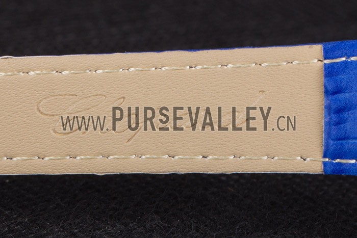 Chopard Luxury Gold Bezel with White Dial and Blue Leather Strap 621544